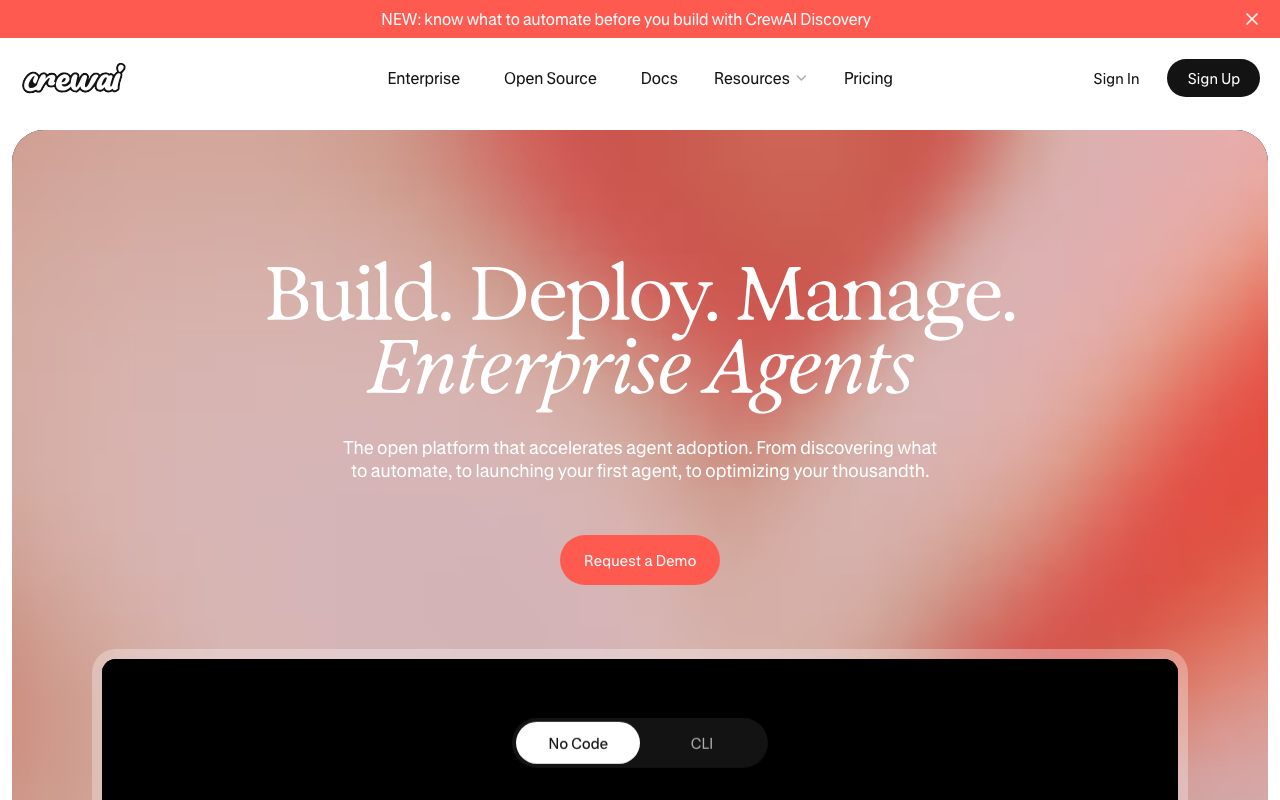 CrewAI homepage
