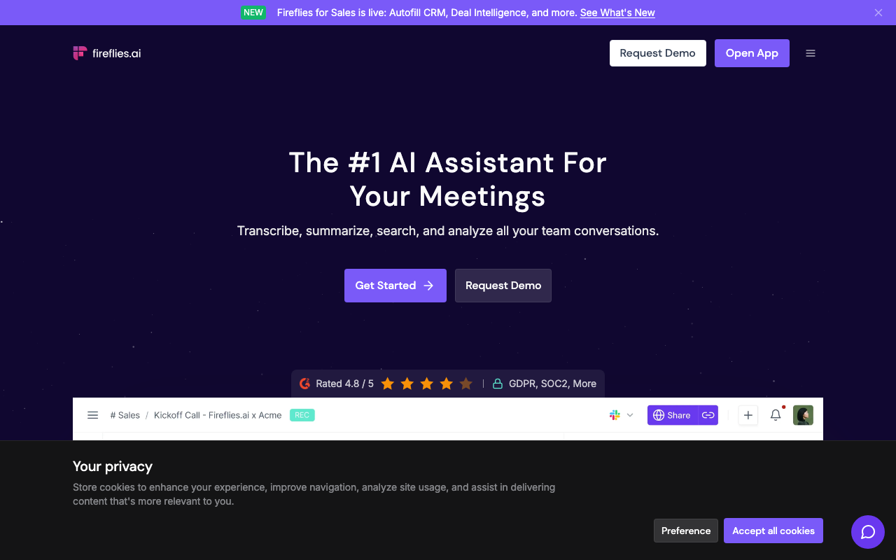 Fireflies.ai homepage